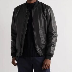 💯Leather Vintage‼️Pebble Beach Classic Black Bomber Jacket